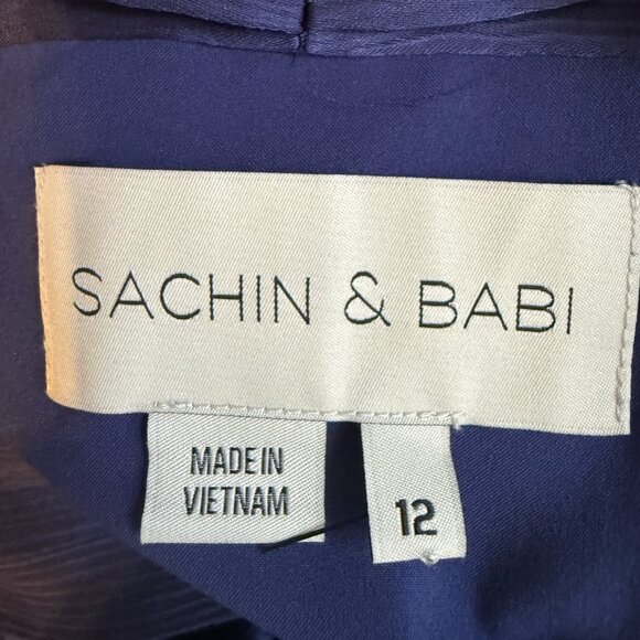 Sachin & Babi Kayla Crinkled Georgette Maxi Gown Women's 12 Deep Cobalt NWOT - Picture 15 of 16